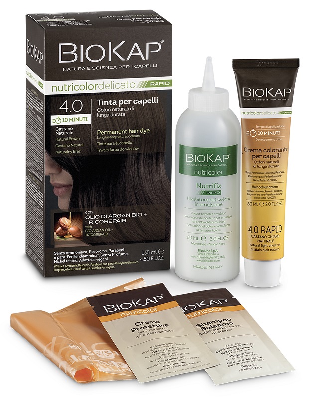 BIOS LINE  BIOKAP NUTRICOLOR DELICATO RAPID TINTA 4,00 CASTANO NATURALE 135 ML - farmasconti.eu