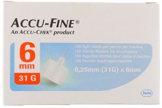 AGO PER PENNA DA INSULINA ACCU-FINE PEN NEEDLE ACCU-CHEK GAUGE 31 X 6MM 100 PEZZI - farmasconti.eu