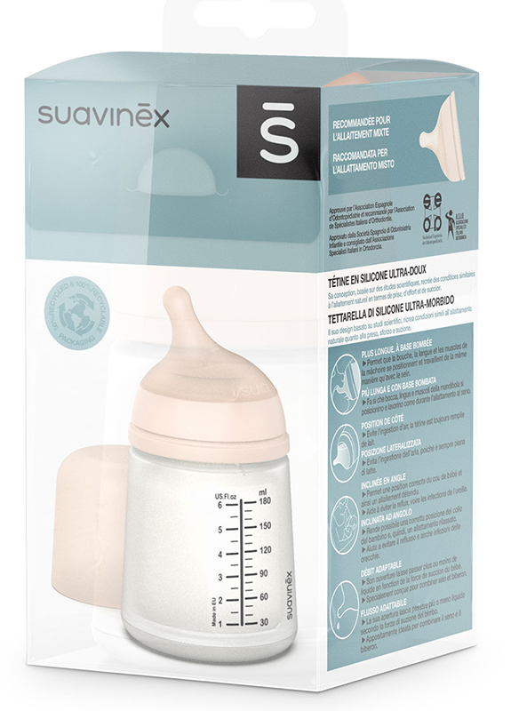 SUAVINEX ZERO ZERO BIBERON SPECIALE ALLATTAMENTO DA 180ML TAGLIA UNICA - farmasconti.eu