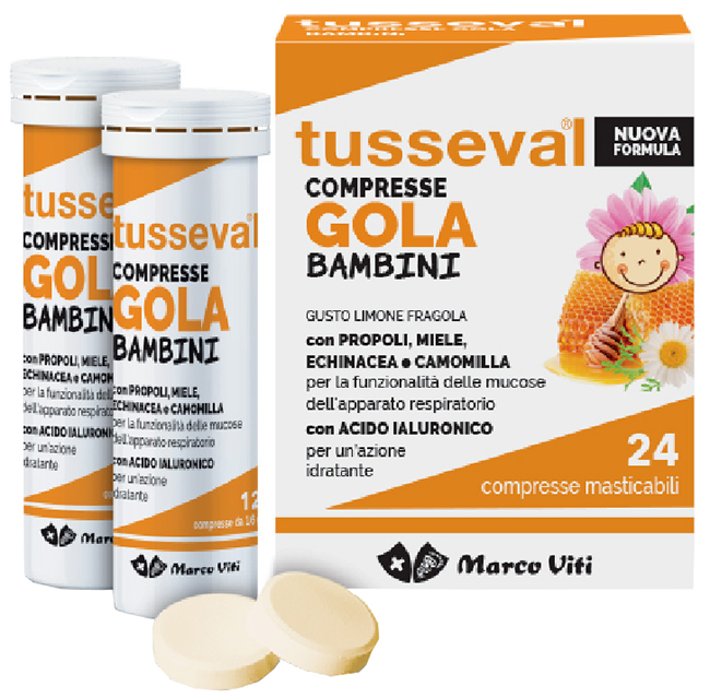 TUSSEVAL GOLA BAMBINI 24 COMPRESSE - farmasconti.eu