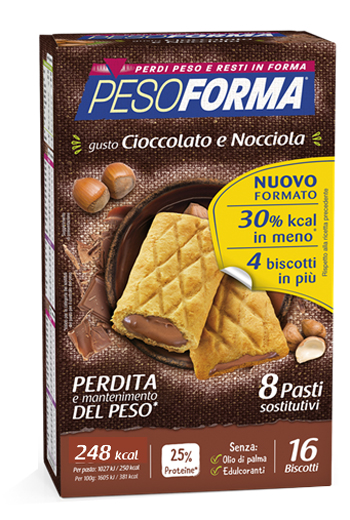 PESOFORMA BISCOTTO CIOCCOLATO NOCCIOLA 16 PEZZI 33 G - farmasconti.eu