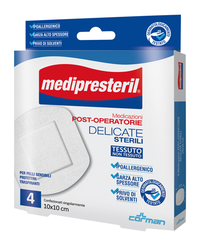 MEDICAZIONE POST OPERATORIA MEDIPRESTERIL DELICATA TNT 10X10CM 5 PEZZI - farmasconti.eu