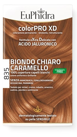 EUPHIDRA COLORPRO GEL COLORANTE CAPELLI XD 835 CARAMELLO 50 ML + ATTIVANTE + BALSAMO + GUANTI - farmasconti.eu