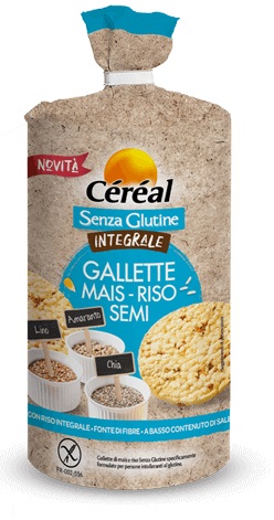 CEREAL SENZA GLUTINE INTEGRALE GALLETTE MAIS RISO SEMI 115 G - farmasconti.eu