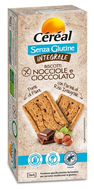 CEREAL SENZA GLUTINE INTEGRALE BISCOTTI NOCCIOLE E CIOCCOLATO 150 G - farmasconti.eu