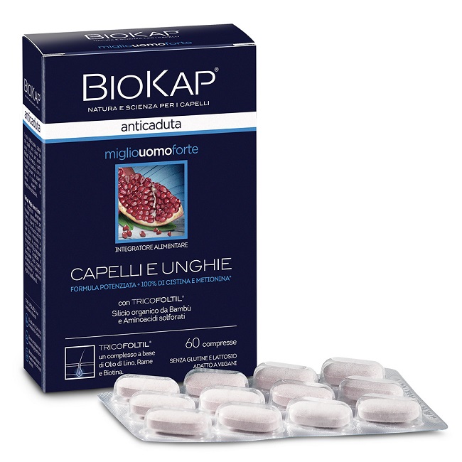 BIOKAP ANTICADUTA MIGLIO UOMO FORTE CON TRICOFOLTIL 60 COMPRESSE - farmasconti.eu