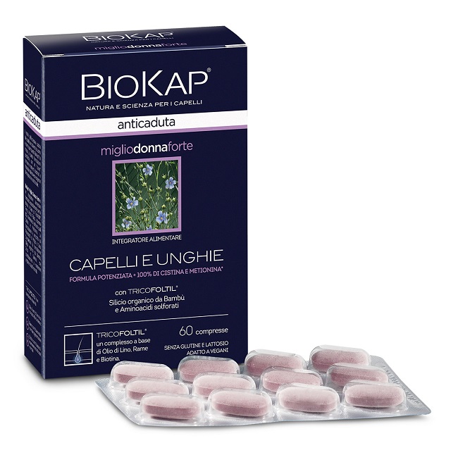 BIOKAP ANTICADUTA MIGLIO DONNA FORTE CON TRICOFOLTIL 60 COMPRESSE - farmasconti.eu