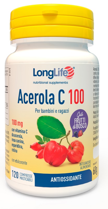 LONGLIFE ACEROLA C100 FRUTTI DI BOSCO 120 COMPRESSE MASTICABILI - farmasconti.eu