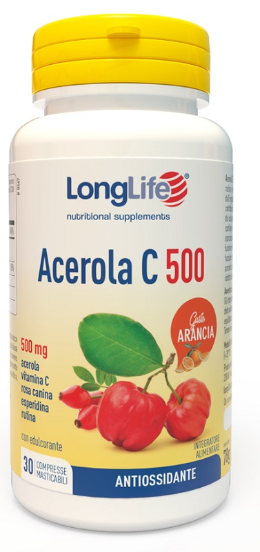 LONGLIFE ACEROLA C500 ARANCIA 30 COMPRESSE MASTICABILI - farmasconti.eu