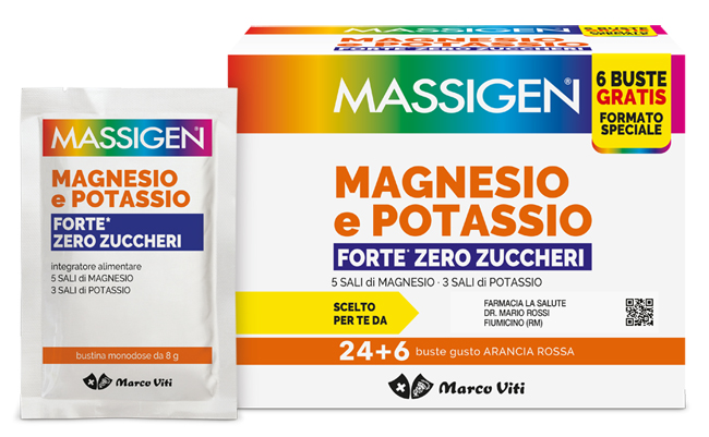 MASSIGEN MAGNESIO POTASSIO FORTE ZERO ZUCCHERO 24 BUSTINE + 6 BUSTINE - farmasconti.eu
