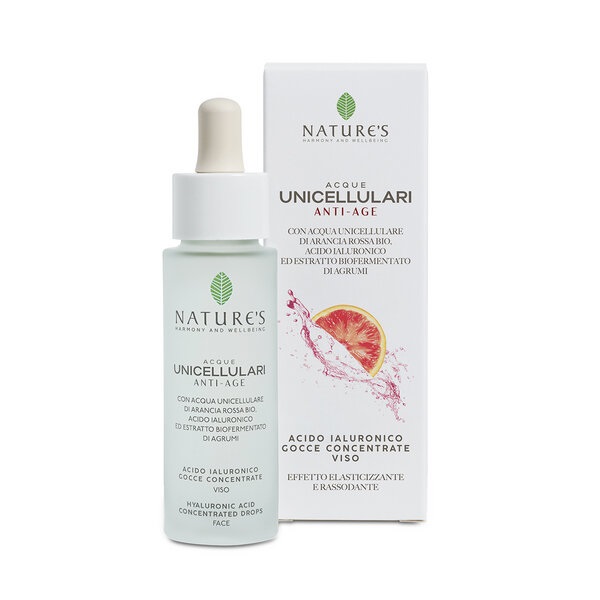 ACQUE UNICELLULARI ACIDO JALURONICO GOCCE VISO ANTI AGE ARANCIA ROSSA 30 ML NATURE'S - farmasconti.eu