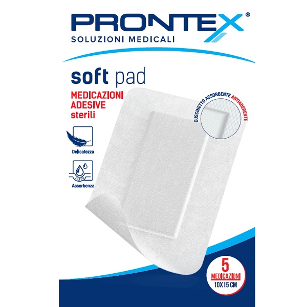 MEDICAZIONE ADESIVA STERILE PRONTEX SOFT PAD 10X15 CM 5 PEZZI - farmasconti.eu