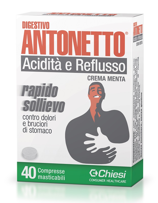 DIGESTIVO ANTONETTO ACIDITA' E REFLUSSO CREMA ALLA MENTA 40 COMPRESSE MASTICABILI - farmasconti.eu