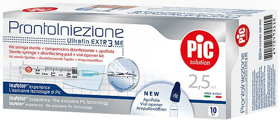 SIRINGA PIC SOLUTION PRONTO INIEZIONE 2,5 ML AGO GAUGE 23 1 1/4 10 PEZZI - farmasconti.eu