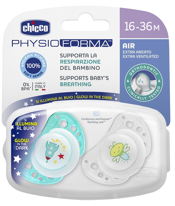 CHICCO SUCCHIETTO AIR LUMI IN SILICONE 16-36 MESI 2 PEZZI - farmasconti.eu