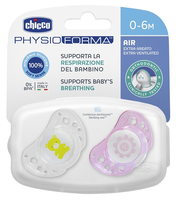 CHICCO SUCCHICCO AIR GIRL SILICONE 0-6 MESI 2 PEZZI - farmasconti.eu