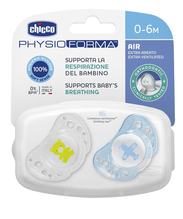 CHICCO SUCCHICCO AIR BOY SILICONE 0-6 MESI 2 PEZZI - farmasconti.eu