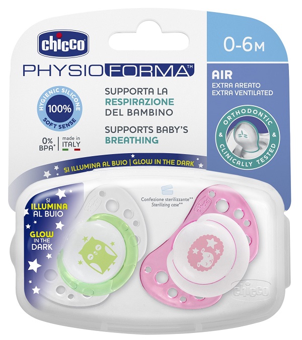 CHICCO SUCCHICCO AIR LUM SILICONE 0-6 MESI 2 PEZZI - farmasconti.eu