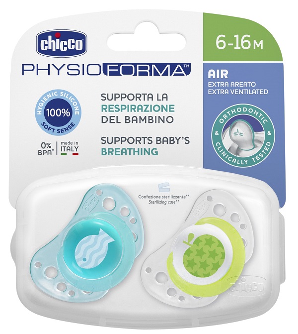 CHICCO SUCCHIETTO AIR BOY IN SILICONE 6-16 MESI 2 PEZZI - farmasconti.eu