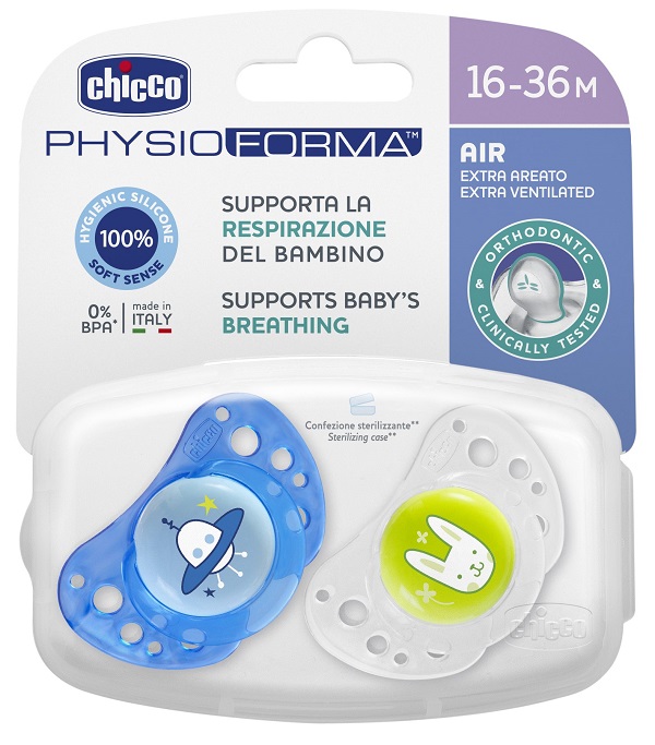CHICCO SUCCHIETTO AIR BOY IN SILICONE 16-36 MESI 2 PEZZI - farmasconti.eu