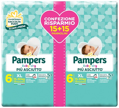 PAMPERS BABY DRY DUO DWCT XL 30 PEZZI - farmasconti.eu