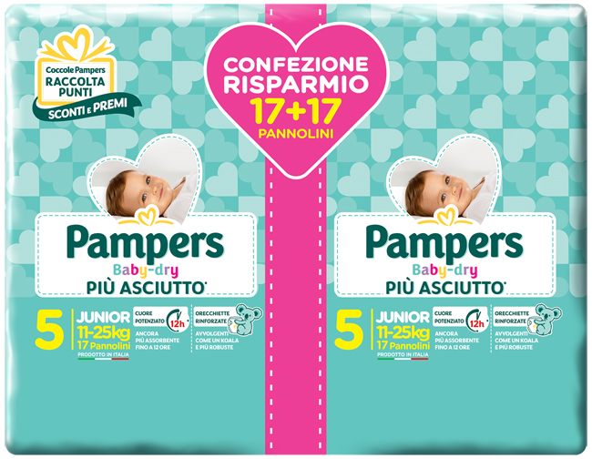 PAMPERS BABY DRYDUO DWCT JUNIOR X 34 PEZZI - farmasconti.eu