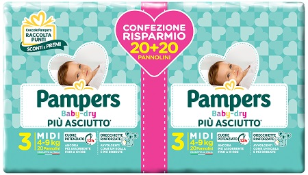 PAMPERS BABY DRY DUO DOWNCOUNT MIDI 40 PEZZI - farmasconti.eu