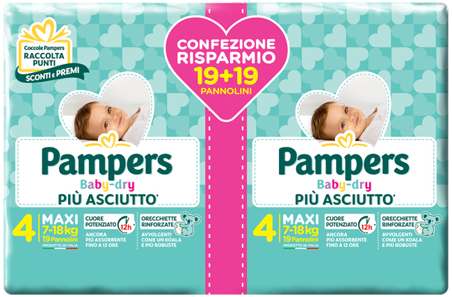 PAMPERS BABY-DRY DUO DWCT MAXI 38 PEZZI - farmasconti.eu