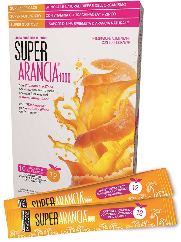 SUPER ARANCIA 1000 10 STICK PACK MONODOSE DA 3,7G INTEGRATORE ALIMENTARE CON EDULCORANTE - farmasconti.eu
