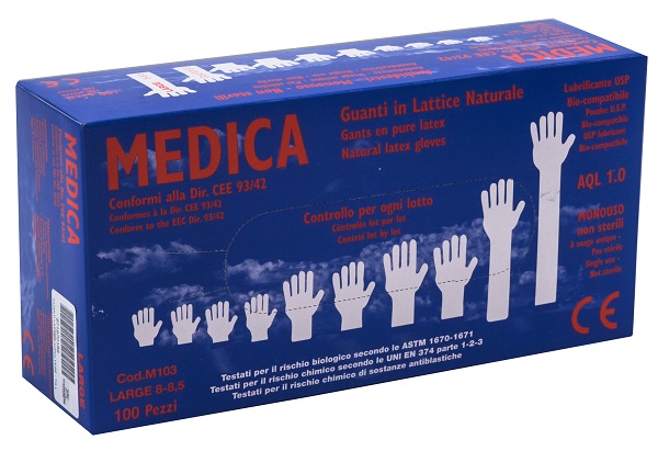 GUANTI LATTICE CON POLVERE LARGE 100 PEZZI GAMMADIS - farmasconti.eu