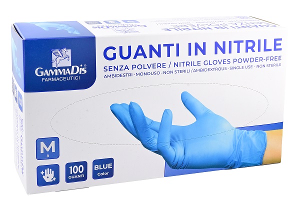 GUANTI NITRILE SENZA POLVERE MEDIUM 100 PEZZI GAMMADIS - farmasconti.eu