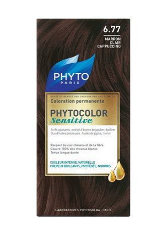 PHYTOCOLOR SENSITIVE 6.77  CASTANO CHIARO NOCCIOLA 1 LOZIONE LIQUIDA 60 ML + 1 CREMA 40 ML + 1 BALSAMO 12 ML + FOGLIETTO DI ISTRUZIONI + GUANTI LATTICE - farmasconti.eu