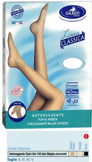 SAUBER AUTOREGGENTE OPEN TOE MAGLIA MICRORETE 140 DEN COLORE NEUTRO BEIGE TAGLIA 4 LINEA CLASSICA - farmasconti.eu