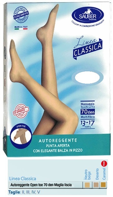 SAUBER AUTOREGGENTE OPEN TOE MAGLIA LISCIA 70 DEN COLORE NEUTRO BEIGE TAGLIA 5 LINEA CLASSICA - farmasconti.eu