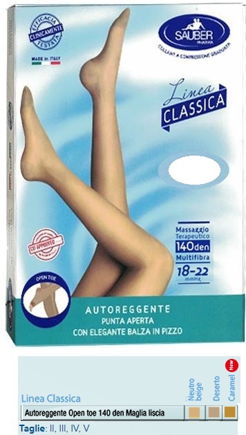 SAUBER AUTOREGGENTE OPEN TOE MAGLIA LISCIA 140 DEN COLORE NEUTRO BEIGE TAGLIA 2 LINEA CLASSICA - farmasconti.eu