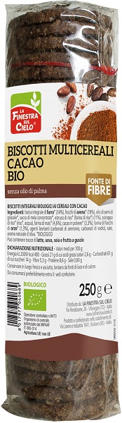 BISCOTTI MULTICEREALI CACAO BIO 250 G - farmasconti.eu
