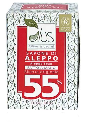 ALUS OLIVE & LAUREL SAPONE DI ALEPPO FATTO A MANO 55% 200 G - farmasconti.eu