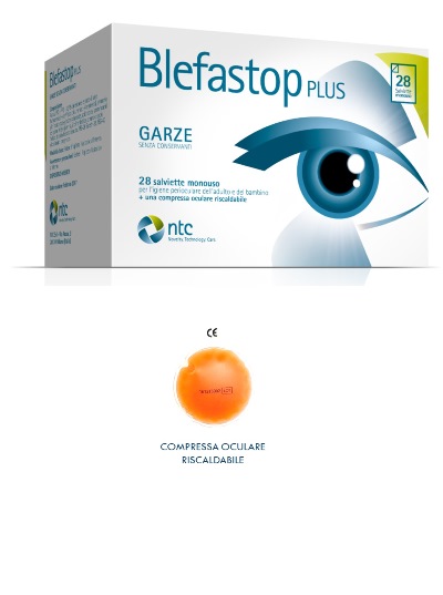 BLEFASTOP PLUS GARZA IN COTONE PIEGATA CON FILO DI BARIO 28 SALVIETTE MONOUSO + 1 COMPRESSA OCULARE RISCALDABILE - farmasconti.eu