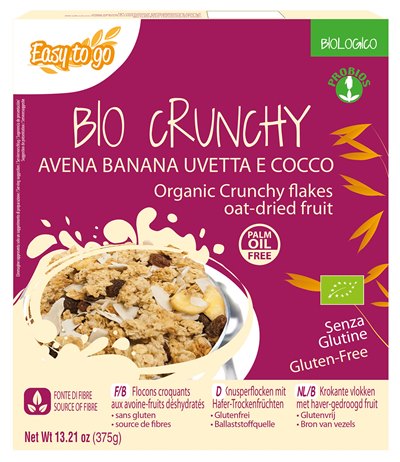 EASY TO GO BIO CRUNCHY AVENA BANANA UVETTA E COCCO 375 G - farmasconti.eu