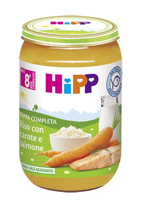 HIPP PAPPA PRONTA RISO CAROTE SALMONE 220 G - farmasconti.eu