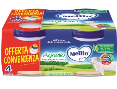 MELLIN OMOGENEIZZATO AGNELLO 4 PEZZI X 80 G - farmasconti.eu