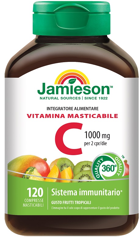 JAMIESON VITAMINA C 1000 120 COMPRESSE MASTICABILI FRUTTI TROPICALI - farmasconti.eu