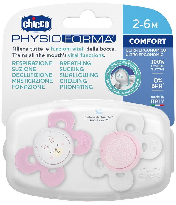 CHICCO SUCCHIETTO COMFORT GIRL SILICONE 2-6 MESI 2 PEZZI - farmasconti.eu