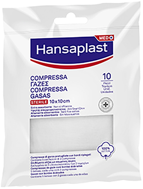 HANSAPLAST GARZA COMPRESSA 10 X 10 CM 10 PEZZI - farmasconti.eu