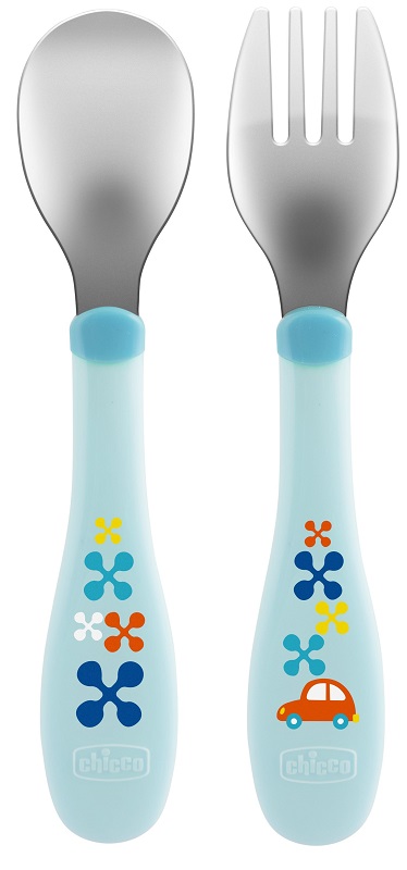 CHICCO POSATE INOX 18M+ AZZURRO/VERDE - farmasconti.eu
