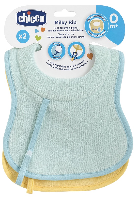 CHICCO BAVAGLINE 0M+ 2PZ AZZURRO - farmasconti.eu