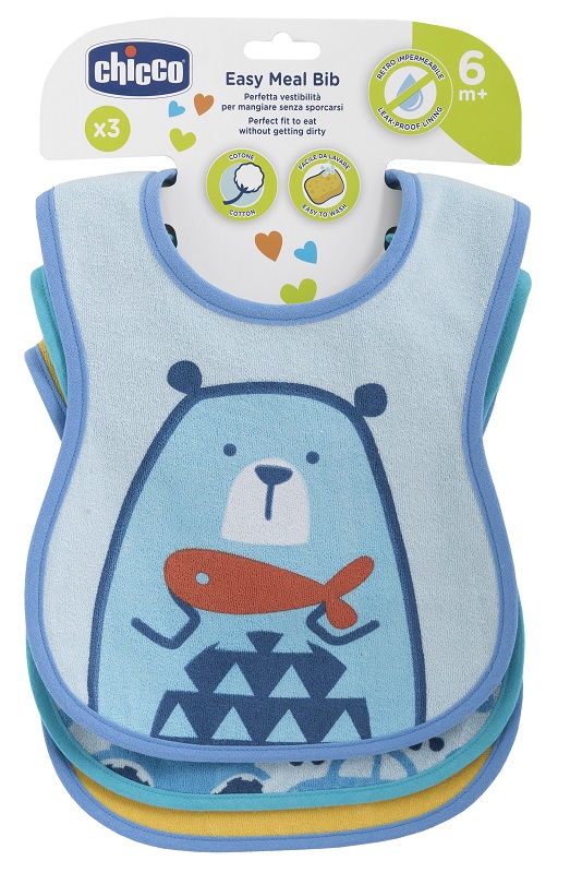 CHICCO BAVAGLINO PAPPA 6M 3 PEZZI BOY - farmasconti.eu