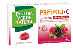 TANTUM VERDE NATURA PROPOLI+C CON ZINCO E VITAMINA C 15 PASTIGLIE GOMMOSE GUSTO FRUTTI DI BOSCO - farmasconti.eu