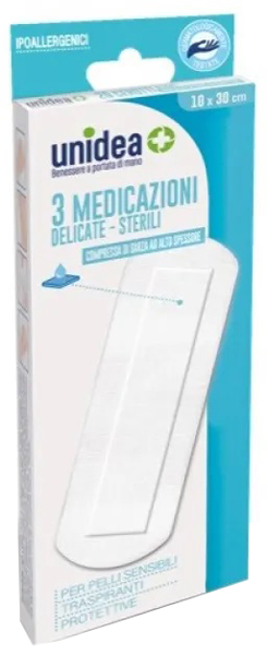 MEDICAZIONE STERILE UNIDEA TESSUTO NON TESSUTO 10X30 CM 3 PEZZI - farmasconti.eu