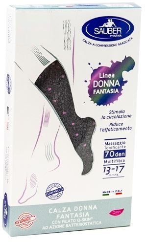 SAUBER CALZA DONNA FANTASIA FILATO Q-SKIN 70 DEN GRIGIO POIS ROSA TAGLIA G - farmasconti.eu